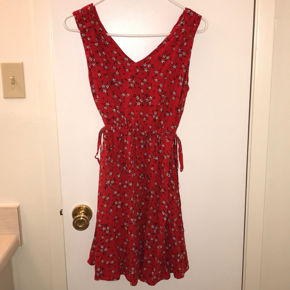 Red floral dress